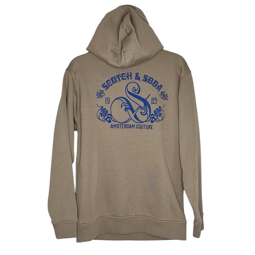 Scotch & Soda Amsterdam brown and blue logo hoodie size Small
